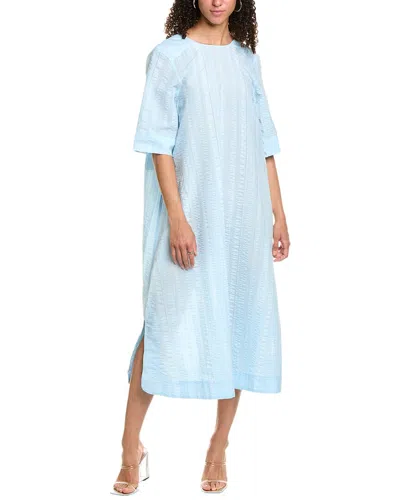 Ganni Seersucker Check Maxi Dress In Purple