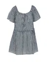 Ganni Check-print Mini Dress In Blue