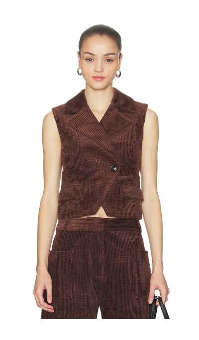 Ganni Seersucker Corduroy Vest In Brown