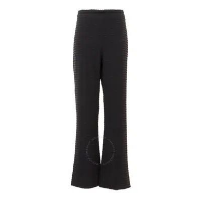 Ganni Seersucker Cropped Pants In Black