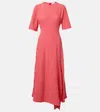 Ganni Asymmetric Gingham Recycled-seersucker Midi Dress In Red