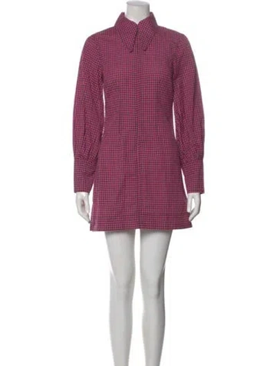 Pre-owned Ganni Seersucker Mini Dress In Multi