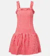 Ganni Ruffle-trimmed Gingham Mini Dress In Red