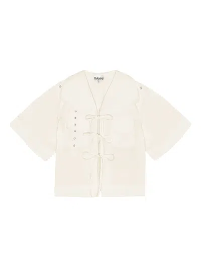 GANNI SELF-TIE BLOUSE