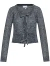 Ganni Gray Light Mohair Tie String Cardigan In Grey
