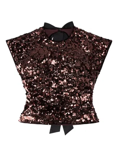Ganni Sequin-embellished Blouse In Brown