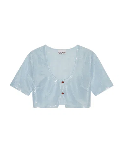 GANNI GANNI SEQUIN EMBELLISHED CROPPED TOP