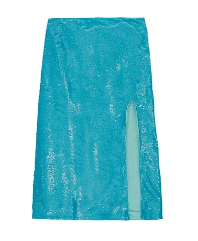 Ganni Sequin Midi Skirt Skirts Light Blue