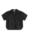 Ganni Sequin-embellished Short-sleeve Shirt In Multi