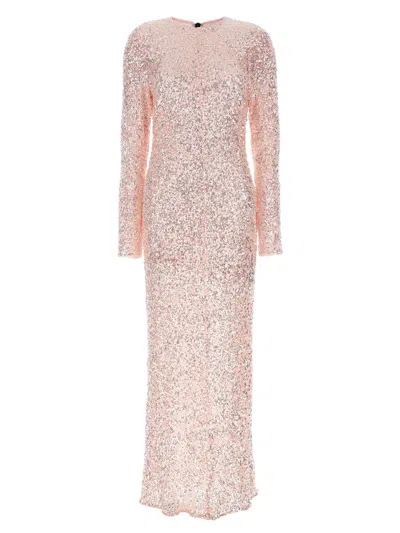 Ganni Sequin Long Dress In Pink