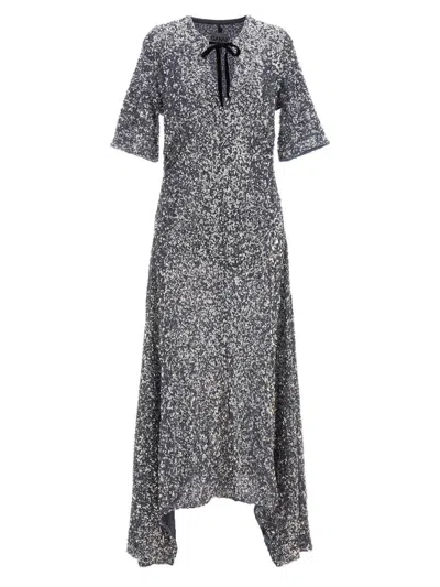 Ganni Sequined Stretch-mesh Maxi Dress In Purple