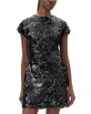 Ganni Sequined Velvet Mini Dress In Black