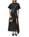 Ganni Midi Velvet And Sequin Dress (size 34) In Black