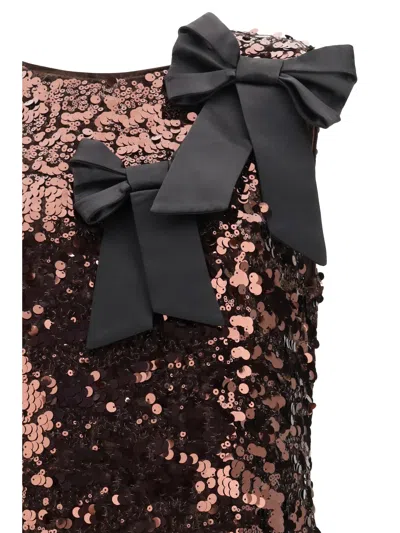 Ganni Sequin With Maxi Bows Midi Dress In Black