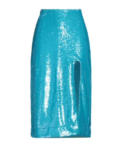 Ganni Sequindecorated Flared Skirt In Blue