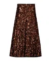 Ganni Sequinned Maxi Skirt In Brown
