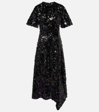 GANNI SEQUINED VELVET MAXI DRESS
