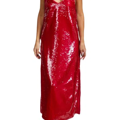 Ganni Sequinned Dress In Red