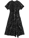 Ganni Midi Velvet And Sequin Dress (size 34) In Black
