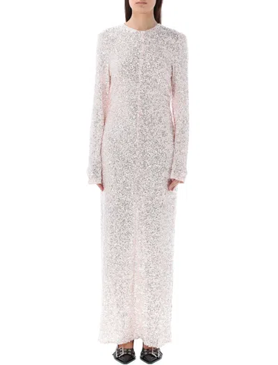 Ganni Sequins Maxi Dress In Mauve Chalk In Lavender