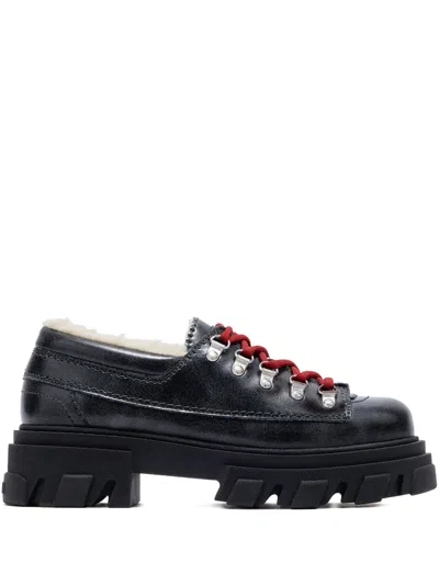 Ganni Black Cleated Derbys In Multi