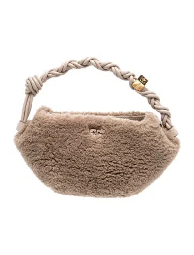 Pre-owned Ganni Shearling Evening Bag In Neutral
