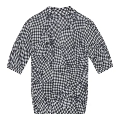 Ganni Sheer Cotton Printed Polo In Black