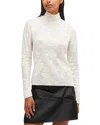 Ganni Sheer Flower Jacquard Turtleneck Top In White