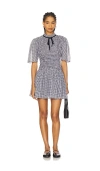 Ganni Sheer Check Mini Smock Dress In Black