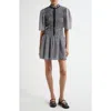 Ganni Sheer Check Mini Smock Dress In Black