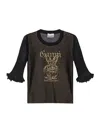 Ganni Transparent Jacquard Top With Playful Graphic In Black