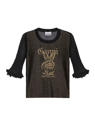 GANNI SHEER JACQUARD TOP