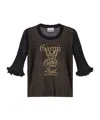 Ganni Transparent Jacquard Top With Playful Graphic In Black