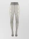 Ganni Sheer Patterned Tights Elastic Waistband In Gray