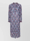 Ganni Pleated Midi Dress With High Neckline