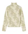 Ganni Flower Jacquard Mockneck Sweater In Brown