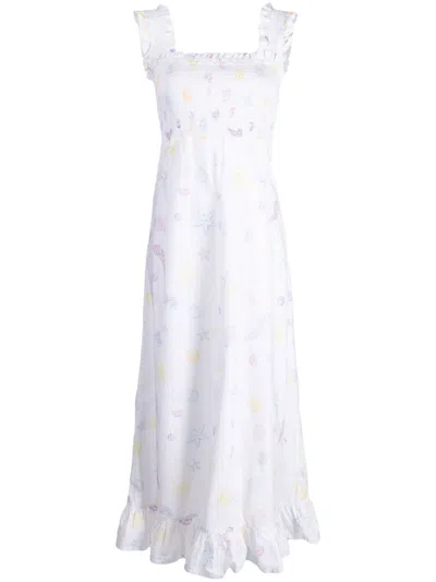 knee length dresses for ladies Ganni White Cotton Poplin String Midi Dress main image 1
