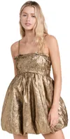 Ganni Wrinkled Mini Dress In Gold