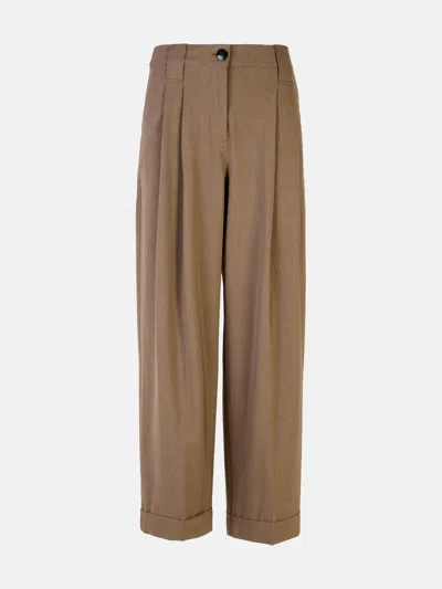 Ganni Shiitake Viscose Blend Pants In Brown