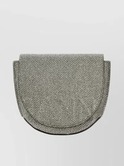 Ganni Silver Polyester Nano Banner Crossbody Bag In 339
