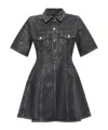 Ganni Shimmery Foil Denim Mini Dress In Gray