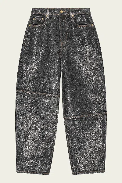 Ganni Shimmery Foil Stary Jeans In Washed Black