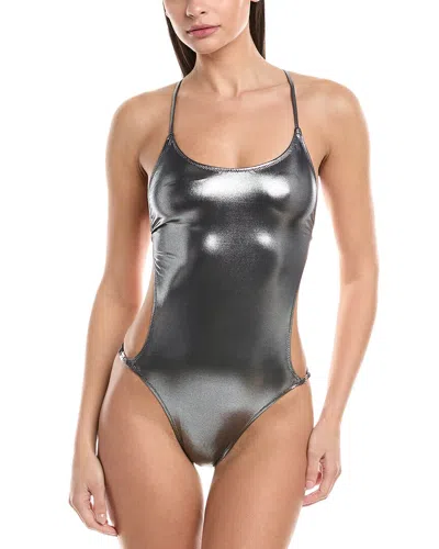 Ganni Shine String One-piece In Silver