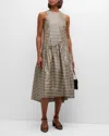 Ganni Shiny Check Jacquard Midi Dress Lemon Icing In Lemon Icing