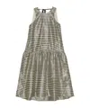 Ganni Shiny Check Jacquard Midi Dress Lemon Icing In Gray