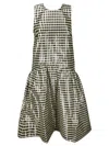 Ganni Shiny Check Jacquard Midi Dress Lemon Icing In Lemon Icing