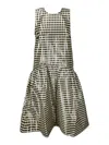 Ganni Shiny Check Jacquard Midi Dress Lemon Icing In Yellow
