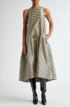 Ganni Shiny Check Jacquard Midi Dress Lemon Icing In Lemon Icing