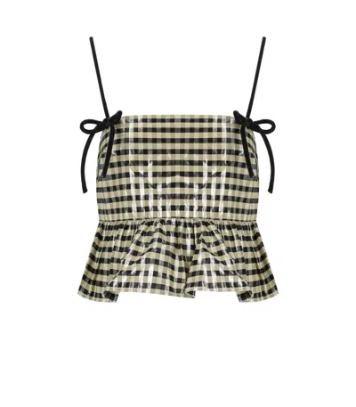 GANNI SHINY CHECK TOP