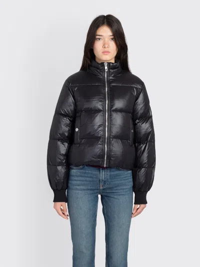 Ganni Shiny Nylon Short Puffer Jacket In Black